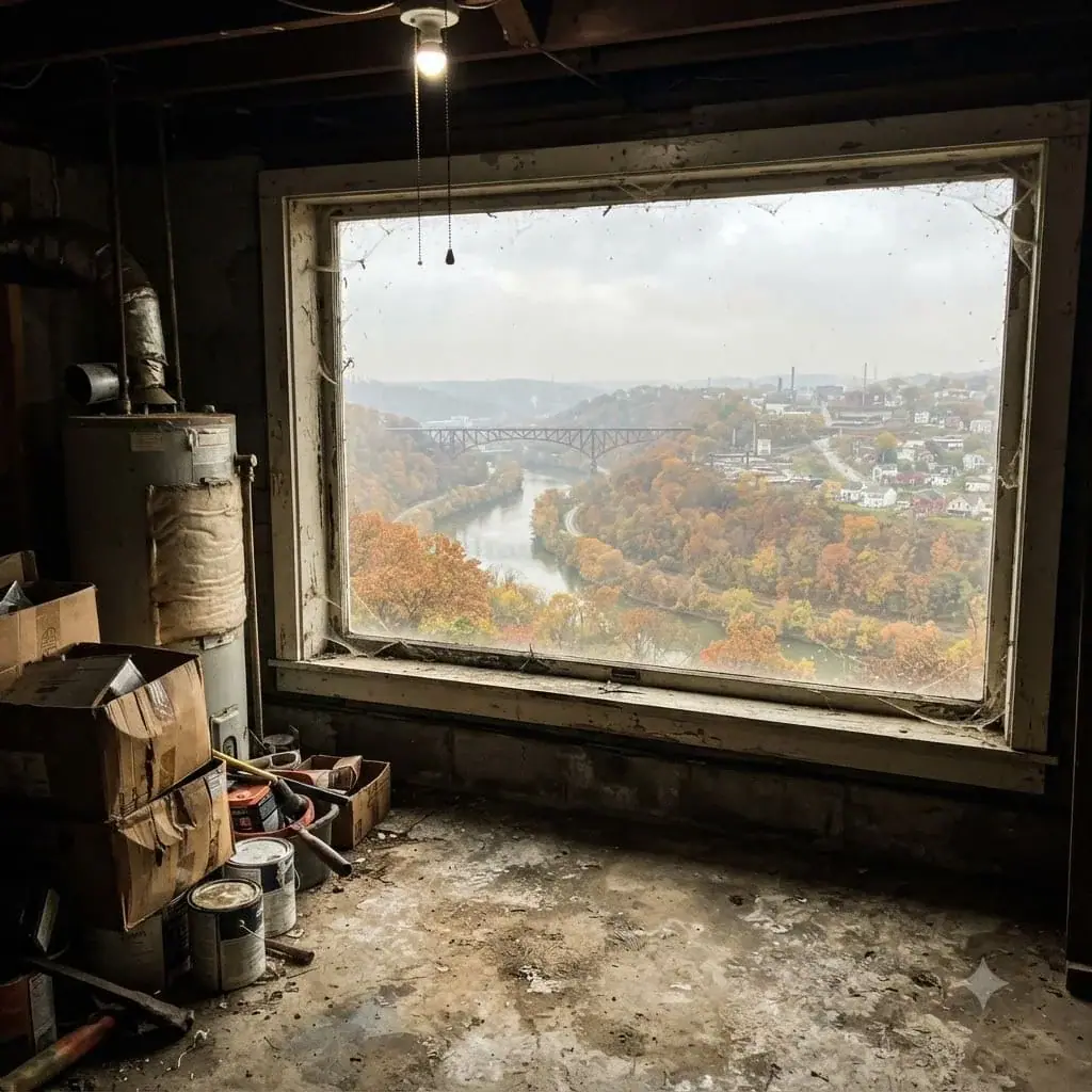 Mahoning Valley river valley with a bridge and hillside homes